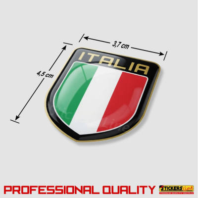 6 Adesivi Resinati Bandiera Italiana Scudetto Italia 3D cm 4,5x3,7 Auto Moto M.2