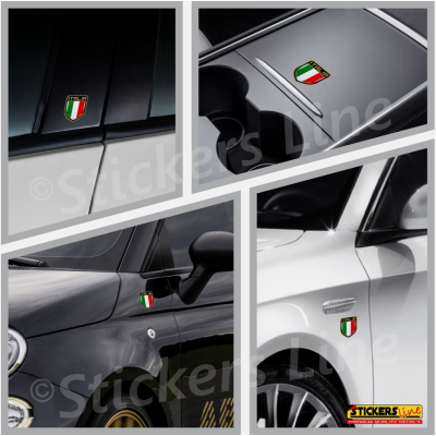 6 Adesivi Resinati Bandiera Italiana Scudetto Italia 3D cm 4,5x3,7 Auto Moto M.2