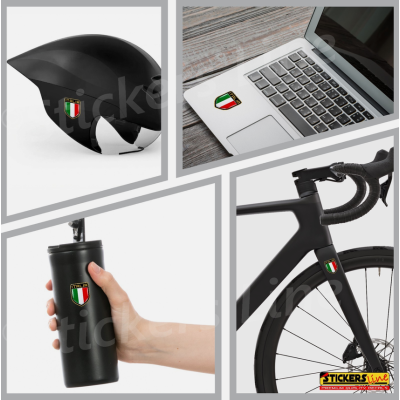 6 Adesivi Resinati Bandiera Italiana Scudetto Italia 3D cm 4,5x3,7 Auto Moto M.2