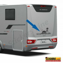 Adesivo Mare sole gabbiani tropical per camper,roulotte, furgoni,barche 90x40 cm