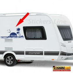 Adesivo Mare sole gabbiani tropical per camper,roulotte, furgoni,barche 90x40 cm