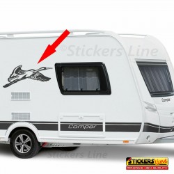 Adesivo per camper cormorano volatile uccello roulotte,furgoni,barche 90x35 cm