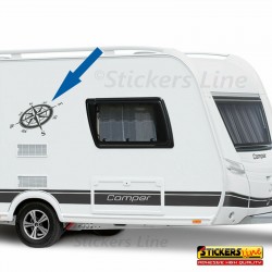 Adesivo ROSA DEI VENTI per camper,roulotte, furgoni,barche in vinile 60 x 36 cm
