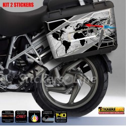 2 adesivi valigie LATERALI BMW R1250GS HP rosa dei venti K50 dal 2013