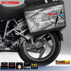 Kit 3 adesivi borse valigie BMW R1200GS K25 bussola rosa dei venti fino al 2012