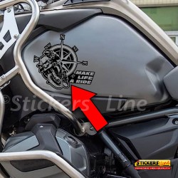 2 Adesivi grigi su base nera per Bmw R1200 - R1250 valigie serbatoio ecc