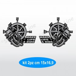 2 Adesivi grigi su base nera per Bmw R1200 - R1250 valigie serbatoio ecc