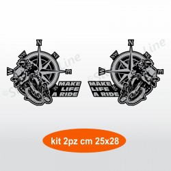 2 Adesivi grigi su base nera per Bmw R1200 - R1250 valigie serbatoio ecc